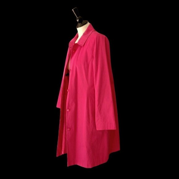 Jones New York Petite Hot Pink All Weather Trench Coat Size M - Picture 2 of 10
